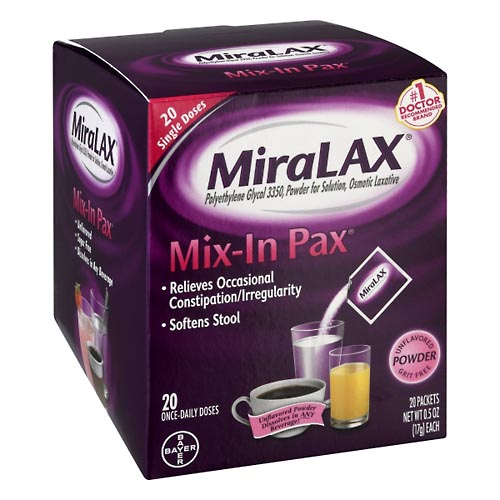 Image for Miralax Mix-In Pax, Single Doses, Unflavored Powder,20ea from Hospital Pharmacy West