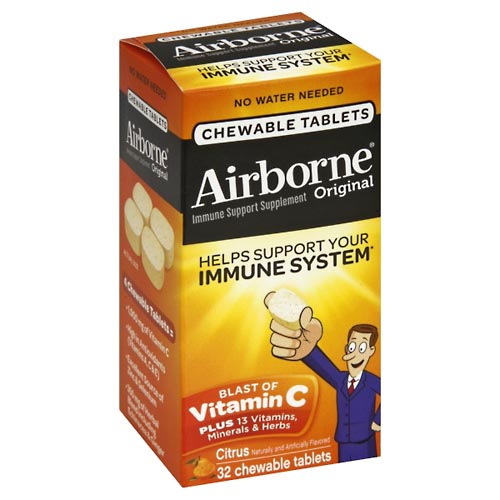 Image for Airborne Immune Support Supplement, Original, Chewable Tablets, Citrus,32ea from Hospital Pharmacy West